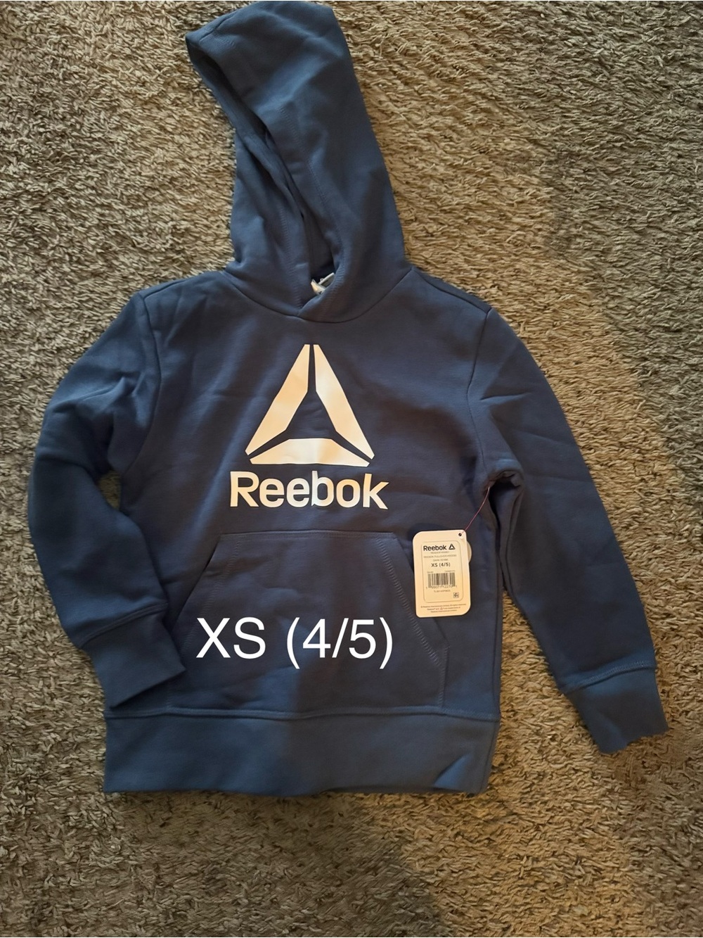 Reebok Navy Blue Crewneck Hoodie with White Logo